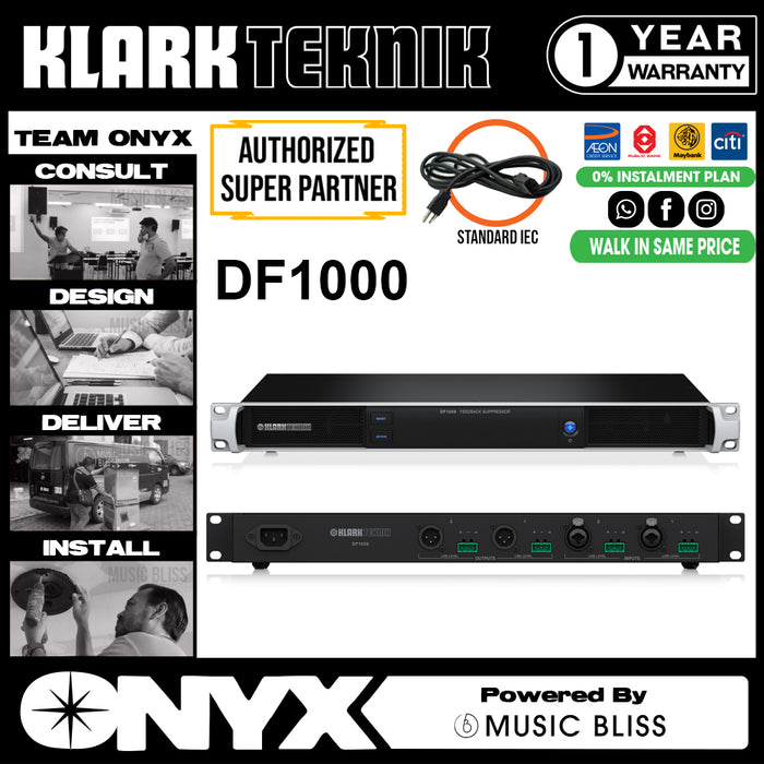 Klark Teknik DF1000 Ultra-Fast and Fully Automatic Dual Channel Feedback Suppression Processor - Music Bliss Malaysia