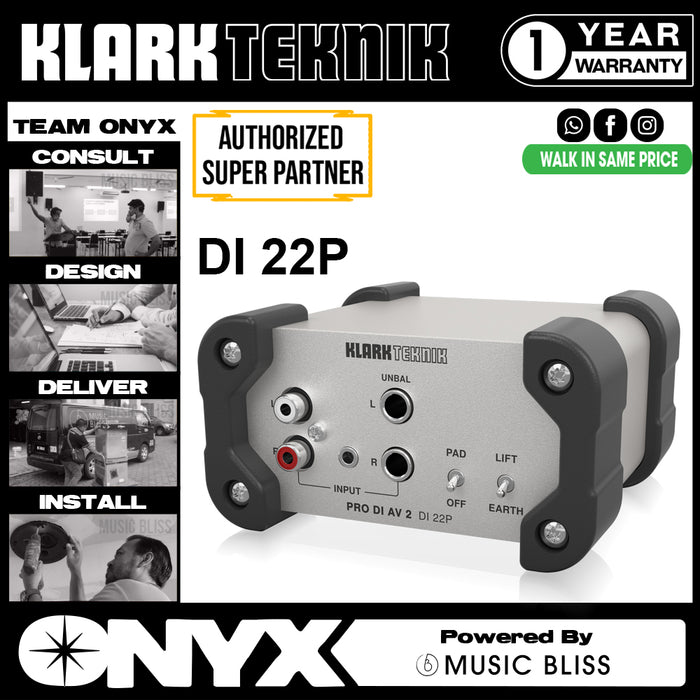 Klark Teknik DI 22P Passive Stereo DI Box with Midas Transformers and Extended Dynamic Range (DI22P / DI-22P) - Music Bliss Malaysia