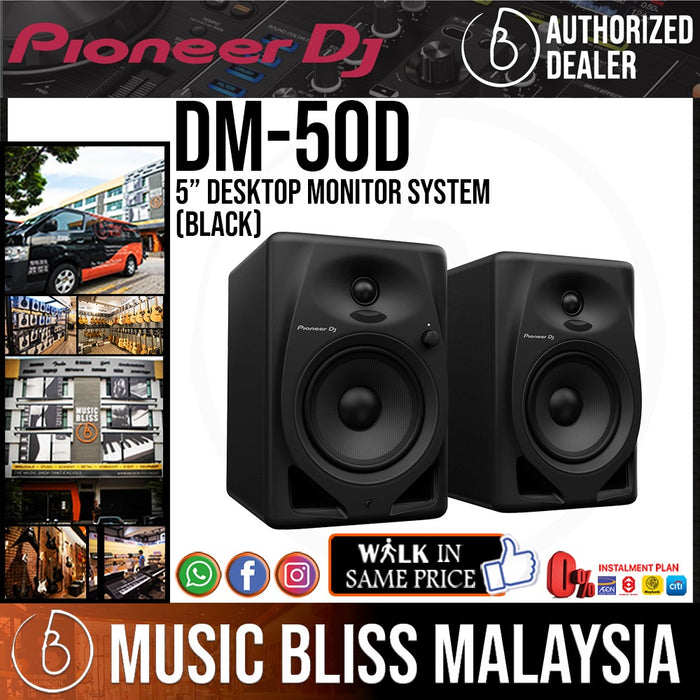 Pioneer DJ DM-50D 5-inch Active Monitor Speaker, Black - Pair *Everyday Low Prices Promotion* - Music Bliss Malaysia