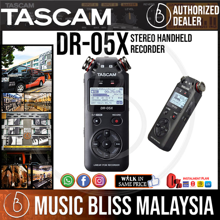 TASCAM DR-05X Stereo Handheld Recorder (DR05X) - Music Bliss Malaysia