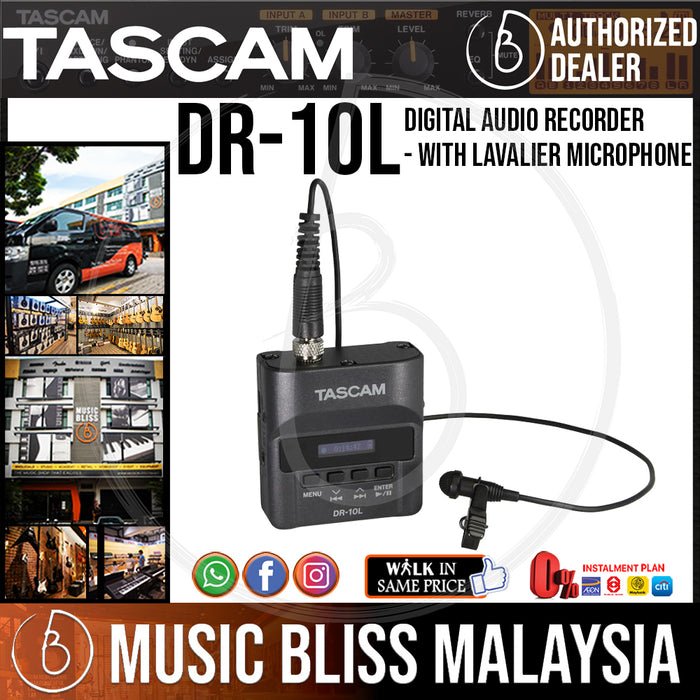 TASCAM DR-10L Digital Audio Recorder - with Lavalier Microphone (DR10L) - Music Bliss Malaysia