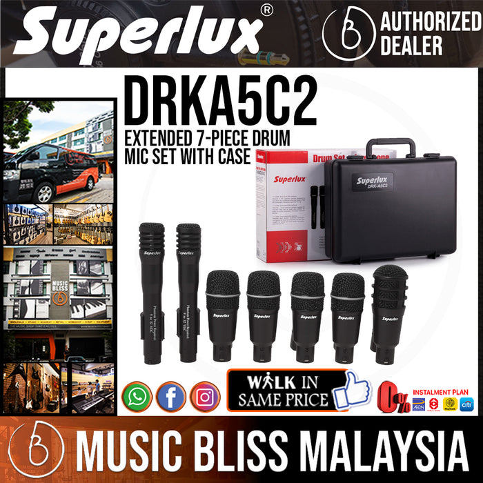 Superlux DRK-A5C2 Extended 7-piece Drum Mic Set with Case - Music Bliss Malaysia