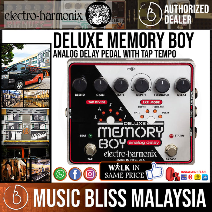 Electro Harmonix Deluxe Memory Boy Analog Delay Pedal with Tap Tempo (Electro-Harmonix / EHX) - Music Bliss Malaysia