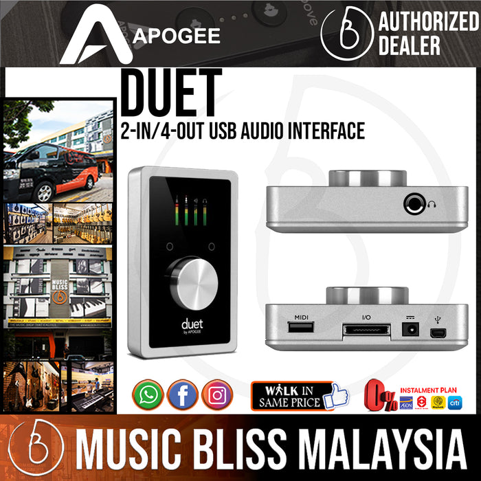 Apogee Duet for iPad and Mac 2 IN x 4 OUT USB Audio Interface - Music Bliss Malaysia