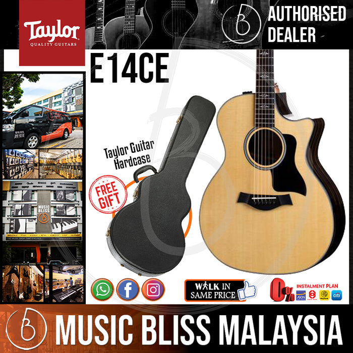 Taylor E14ce Limited Edition V-Class Ebony-Sitka Spruce Acoustic Guitar with Hardcase (E14-ce / E14 ce) *Crazy Sales Promotion* - Music Bliss Malaysia