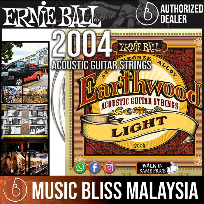 Ernie Ball 2004 Light Earthwood 80/20 Bronze Acoustic Strings (11-52) - Music Bliss Malaysia