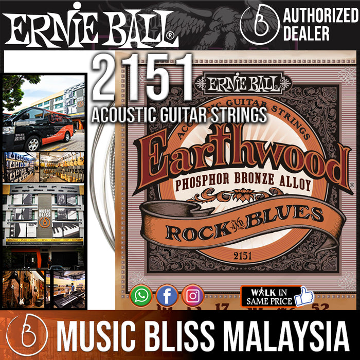 Ernie Ball 2151 Rock And Blues Earthwood Phosophor Bronze Acoustic Strings (10-52) - Music Bliss Malaysia