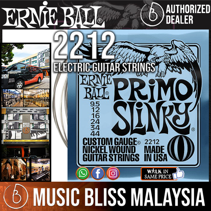 Ernie Ball 2212 Slinky Nickel Wound Electric Guitar Strings - Primo Slinky (9.5-44) - Music Bliss Malaysia