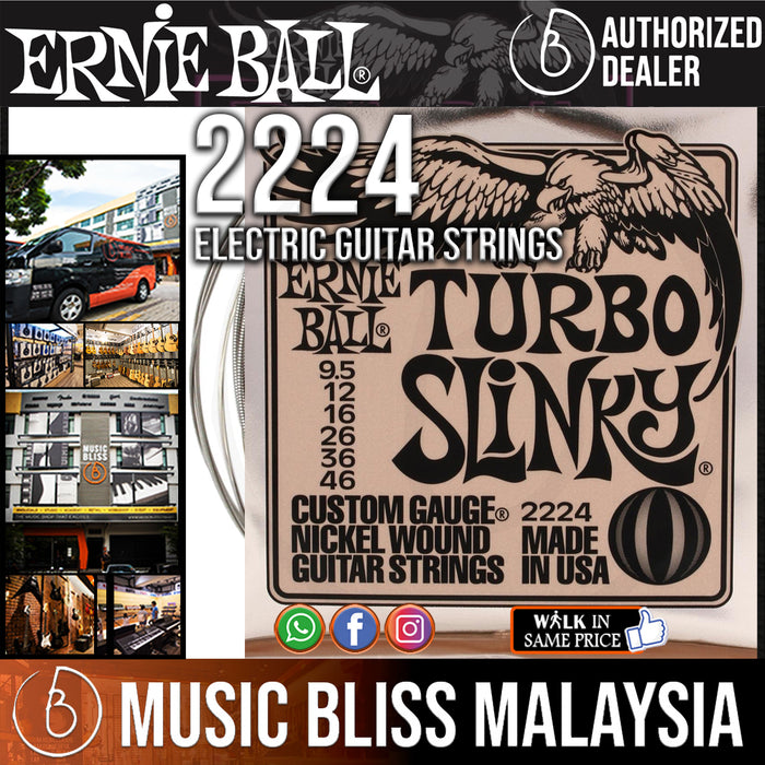 Ernie Ball 2224 Turbo Slinky Nickel Wound Electric Guitar Strings (9.5-46) - Music Bliss Malaysia