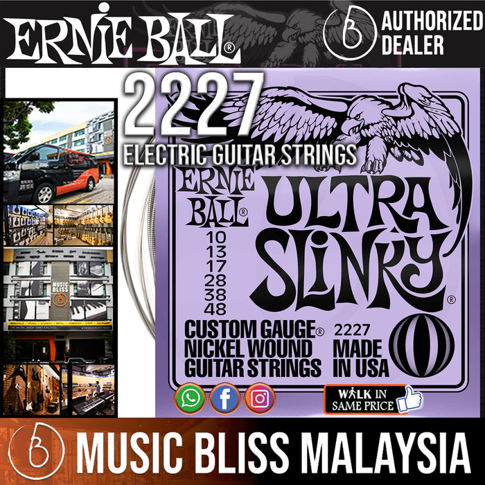 Ernie Ball 2227 Ultra Slinky Nickel Wound Electric Guitar Strings (10-48) - Music Bliss Malaysia