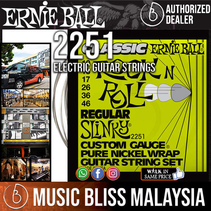 Ernie Ball 2251 Regular Slinky Classic Rock N Roll Electric Guitar Strings (10-46) - Music Bliss Malaysia