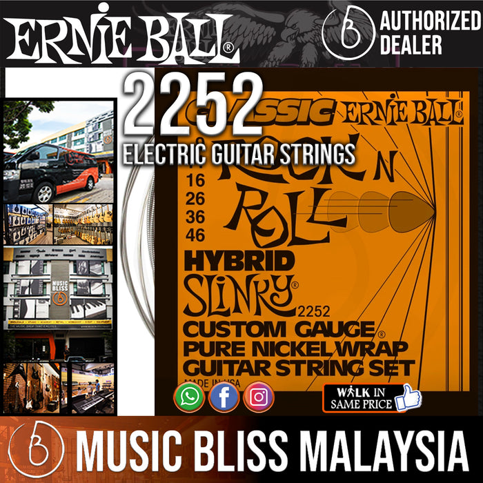 Ernie Ball 2252 Hybrid Slinky Classic Rock N Roll Electric Guitar Strings (9-46) - Music Bliss Malaysia
