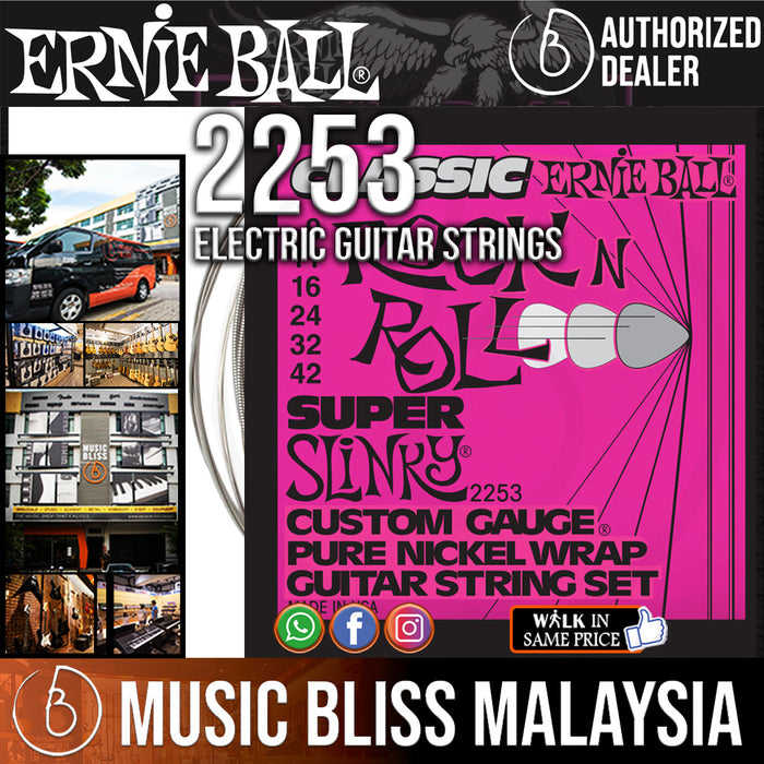 Ernie Ball 2253 Super Slinky Classic Rock N Roll Electric Guitar Strings (9-42) - Music Bliss Malaysia