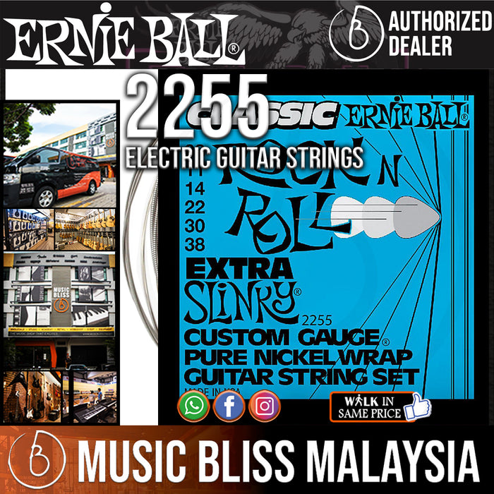 Ernie Ball 2255 Extra Slinky Classic Rock N Roll Electric Guitar Strings (8-38) - Music Bliss Malaysia