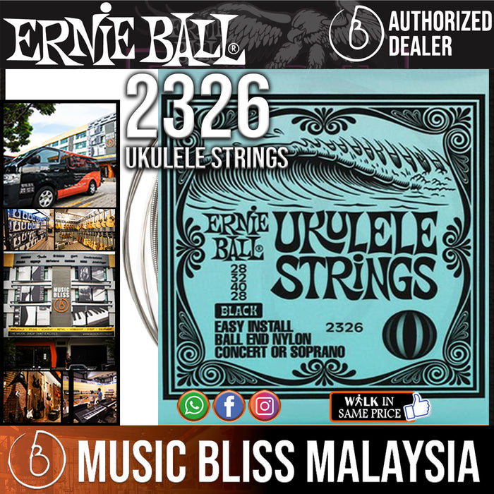 Ernie Ball 2326 Concert/Soprano Nylon Ball End Ukulele Strings - Black - Music Bliss Malaysia