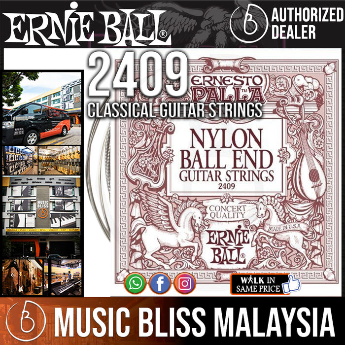 Ernie Ball 2409 Ernesto Palla Black & Gold Ball-End Nylon Classical Guitar Strings - Medium Tension (28-42) - Music Bliss Malaysia