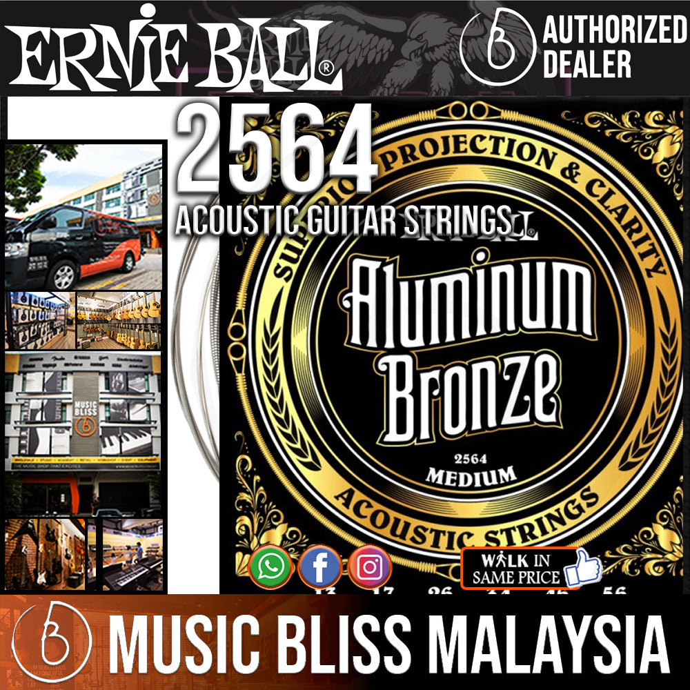 Ernie Ball 2564 Medium Aluminum Bronze Acoustic Strings 13 56