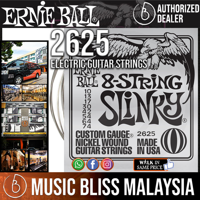 Ernie Ball 2625 Regular Slinky 8-string Nickel Wound Electric Guitar Strings (10-74) - Music Bliss Malaysia