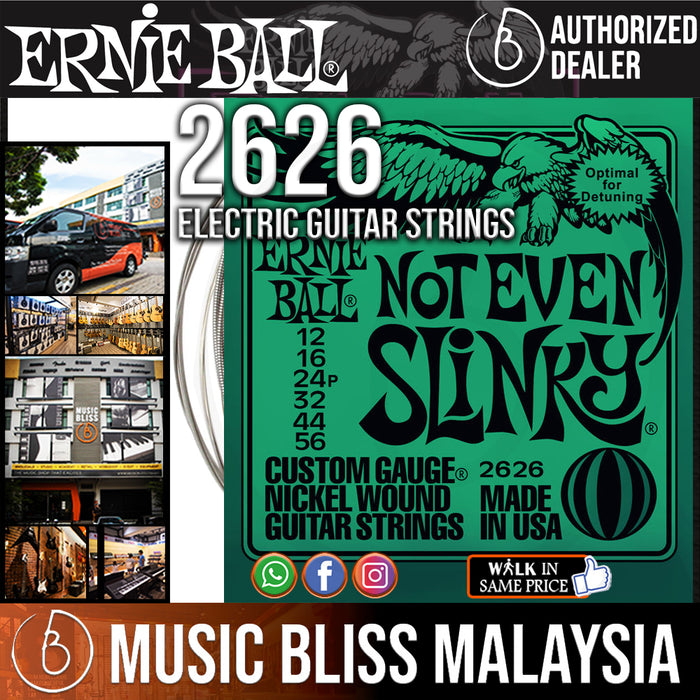 Ernie Ball 2626 Not Even Slinky Nickel Wound Electric Guitar Strings (12-56) - Music Bliss Malaysia