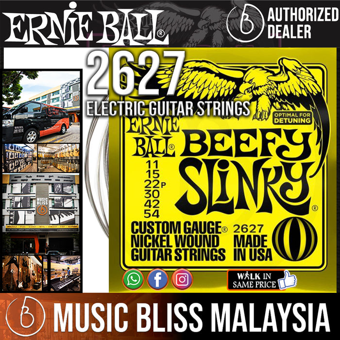 Ernie Ball 2627 Beefy Slinky Nickel Wound Electric Guitar Strings (11-54) - Music Bliss Malaysia