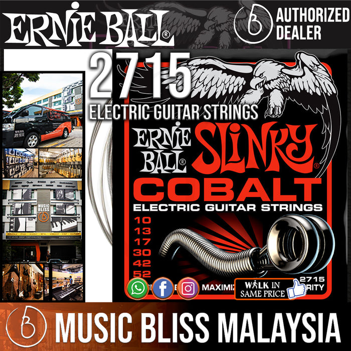 Ernie Ball 2715 Skinny Top/Heavy Bottom Slinky Cobalt Electric Guitar Strings (10-52) - Music Bliss Malaysia
