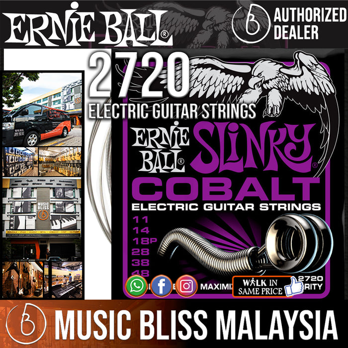 Ernie Ball 2720 Power Slinky Cobalt Electric Guitar Strings (11-48) - Music Bliss Malaysia