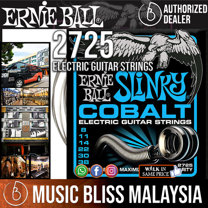 Ernie Ball 2725 Extra Slinky Cobalt Electric Guitar Strings (8-38) - Music Bliss Malaysia
