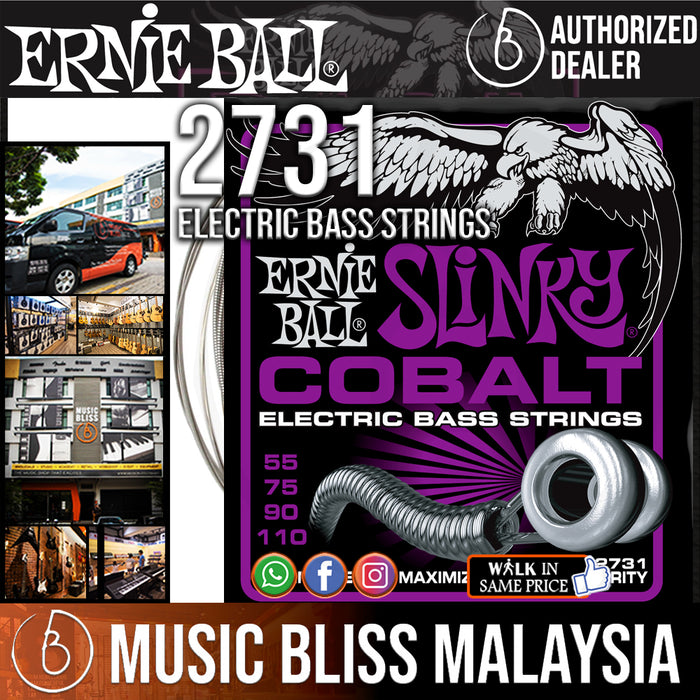 Ernie Ball 2731 Power Slinky Cobalt Electric Bass Strings (55-110) - Music Bliss Malaysia