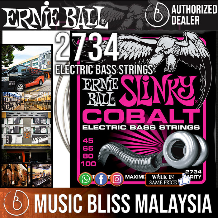 Ernie Ball 2734 Super Slinky Cobalt Electric Bass Strings (45-100) - Music Bliss Malaysia