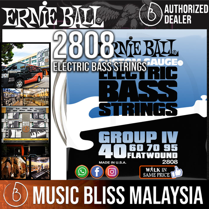 Ernie Ball 2808 Flat Wound Group IV Electric Bass Strings (40-95) - Music Bliss Malaysia