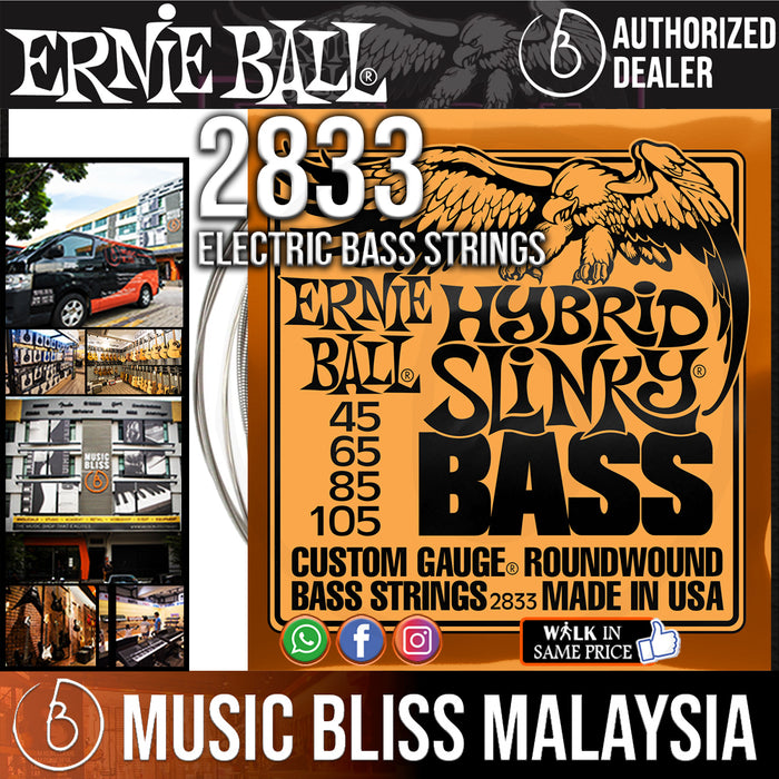 Ernie Ball 2833 Hybrid Slinky Nickel Wound Electric Bass Strings (45-105) - Music Bliss Malaysia