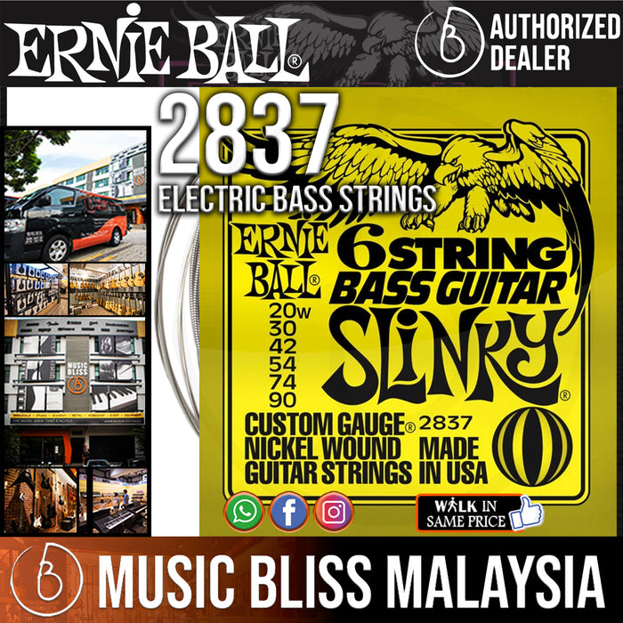 Ernie Ball 2837 6-string 29 5/8 Scale Slinky Nickel Wound Electric Bass Strings (20-90) - Music Bliss Malaysia