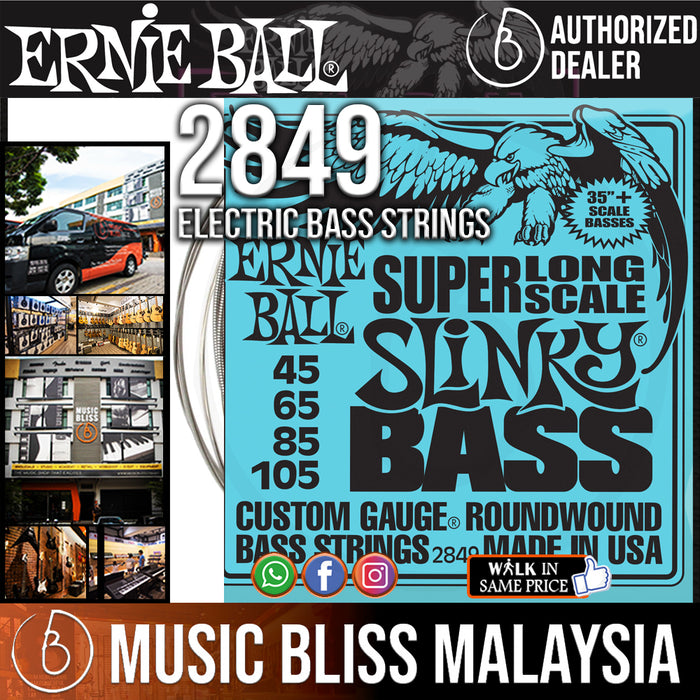Ernie Ball 2849 Super Long Scale Slinky Nickel Wound Electric Bass Strings (45-105) - Music Bliss Malaysia