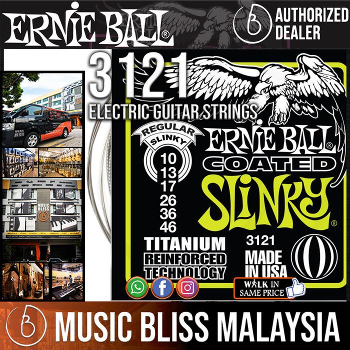 Ernie Ball 3121 Regular Slinky Coated Titanium RPS Electric Guitar Strings (10-46) - Music Bliss Malaysia