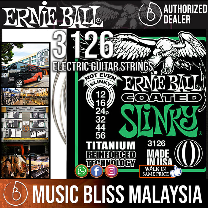 Ernie Ball 3126 Coated Electric Not Even Slinky Guitar Strings (12-56) - Music Bliss Malaysia