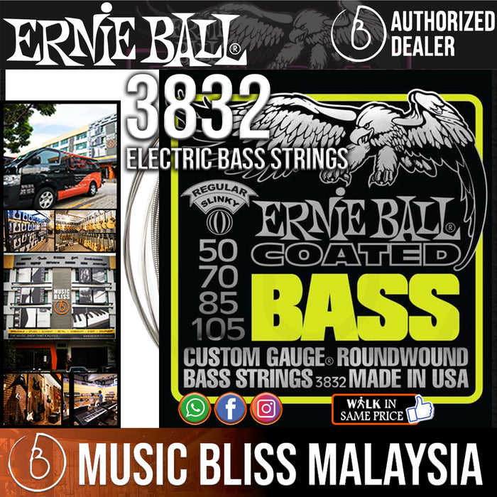 Ernie Ball 3832 Regular Slinky Coated Electric Bass Strings (50-105) - Music Bliss Malaysia