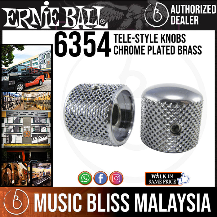 Ernie Ball 6354 Tele-Style Knobs Chrome Plated Brass - Music Bliss Malaysia