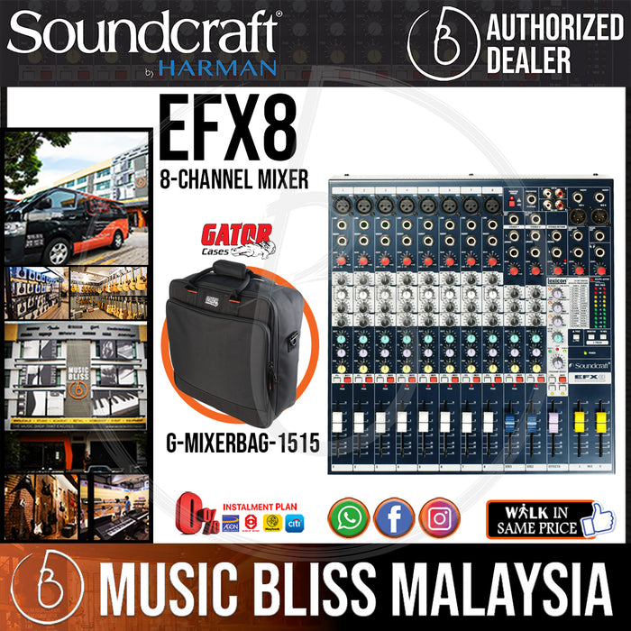 Soundcraft EFX8 Mixer with Gator G-MIXERBAG-1515 (EFX 8) *Crazy Sales Promotion* - Music Bliss Malaysia