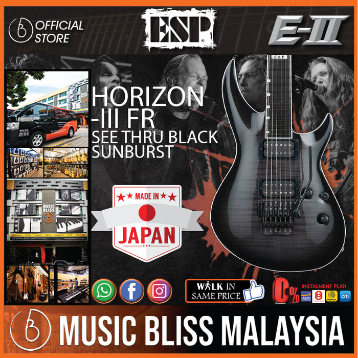 ESP E-II Horizon-III FR with Hardcase - See Thru Black Sunburst [Made in Japan] - Music Bliss Malaysia