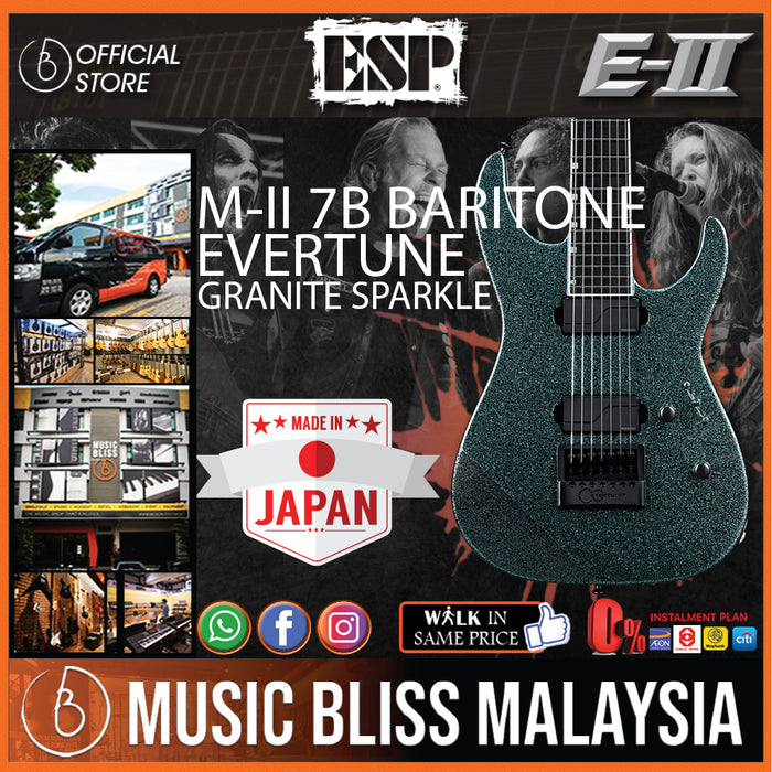 ESP E-II M-II 7B Baritone Evertune with Hardshell Case - Granite Sparkle [Made in Japan] - Music Bliss Malaysia