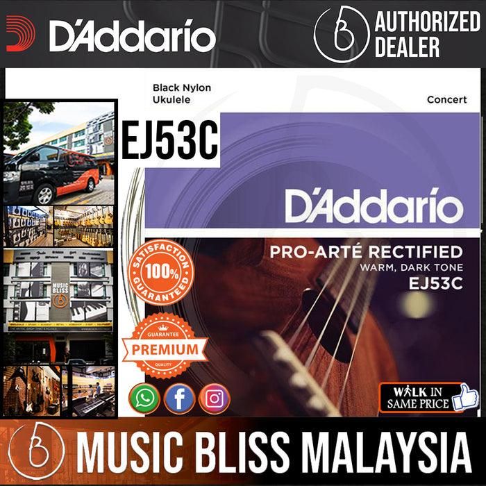 D'addario EJ53C Pro-Arte Rectified Ukulele Classical Strings, Concert - Music Bliss Malaysia