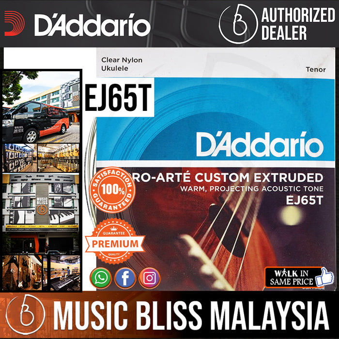 D'Addario EJ65T Pro-Arté Custom Extruded Nylon Ukulele Strings, Tenor - Music Bliss Malaysia