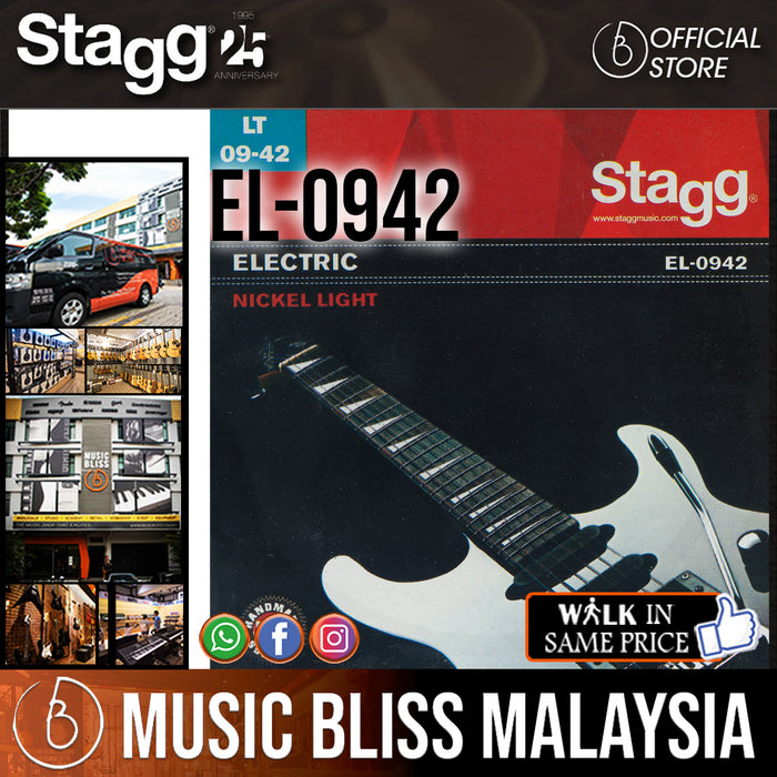 Stagg EL-0942 Nickel Plated Steel Set of Strings for Electric Guitar (EL0942) - Music Bliss Malaysia