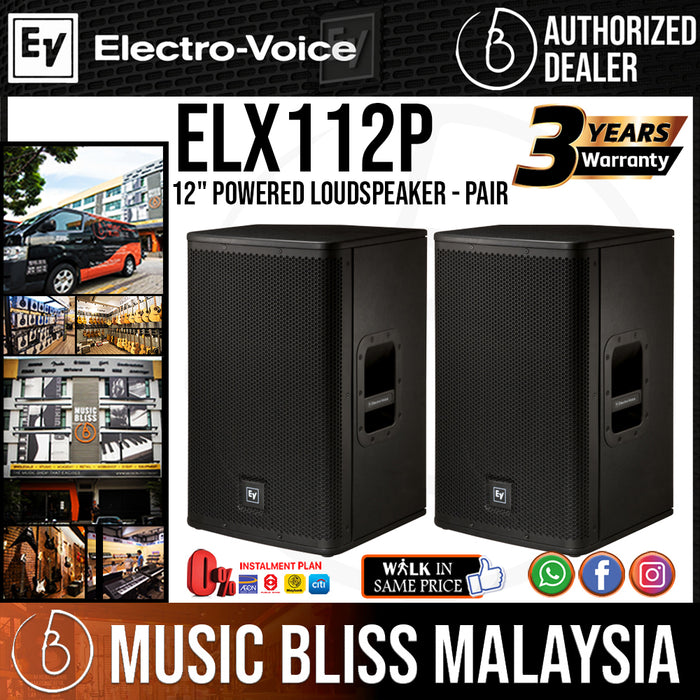 EV Electro-Voice ELX112P 1000W 12" Powered Speaker - Pair (Electro Voice ELX-112P) *Everyday Low Prices Promotion* - Music Bliss Malaysia