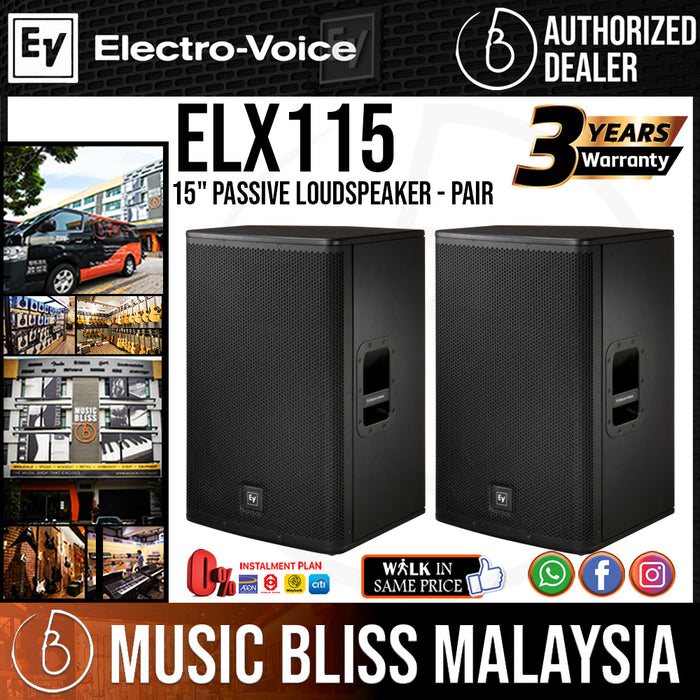 EV Electro-Voice ELX115 1600W 15" Passive Speaker - Pair (Electro Voice ELX-115) *Everyday Low Prices Promotion* - Music Bliss Malaysia