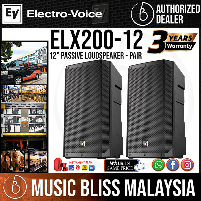EV Electro-Voice ELX200-12 1200W 12" Passive Speaker - Pair (Electro Voice ELX200 12) *Everyday Low Prices Promotion* - Music Bliss Malaysia