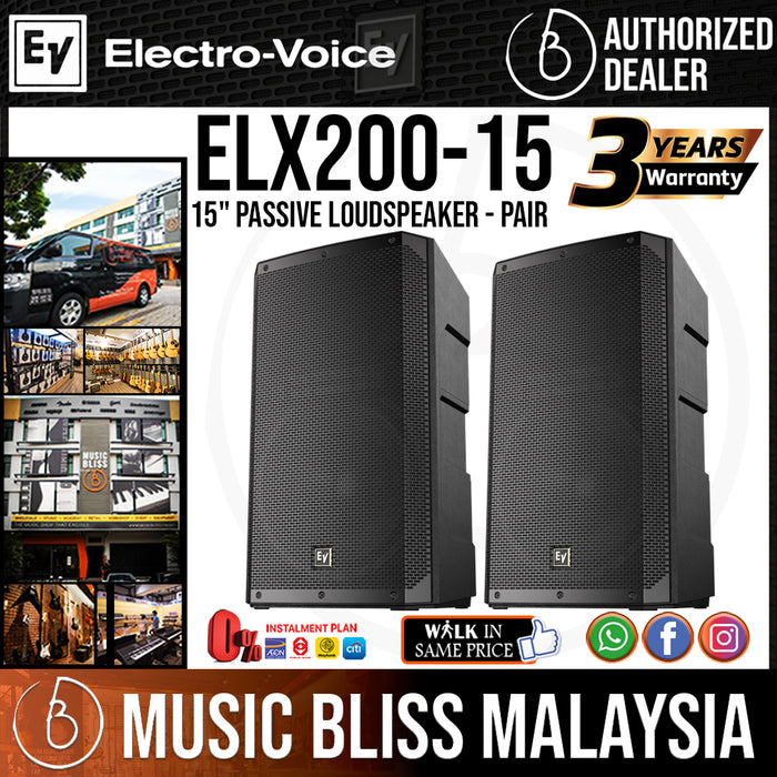 EV Electro-Voice ELX200-15 1200W 15" Passive Speaker - Pair (Electro Voice ELX200 15) *Everyday Low Prices Promotion* - Music Bliss Malaysia