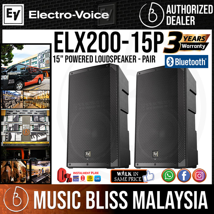 EV Electro-Voice ELX200-15P 1200W 15" Powered Speaker - Pair (Electro Voice ELX200 15P) *Everyday Low Prices Promotion* - Music Bliss Malaysia