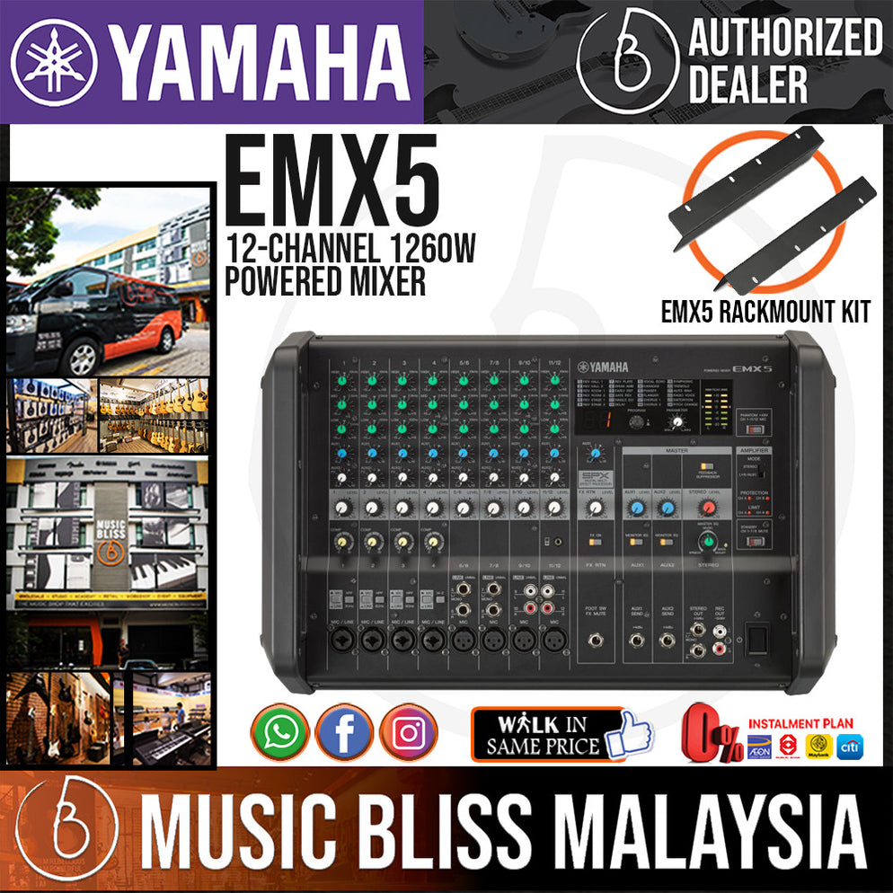 Yamaha EMX5 12channel 1260W Powered Mixer Music Bliss Malaysia