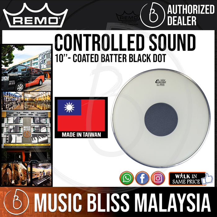Remo Controlled Sound Coated Batter Black Dot - 10" (EN-0110-CT EN0110CT EN 0110 CT) - Music Bliss Malaysia